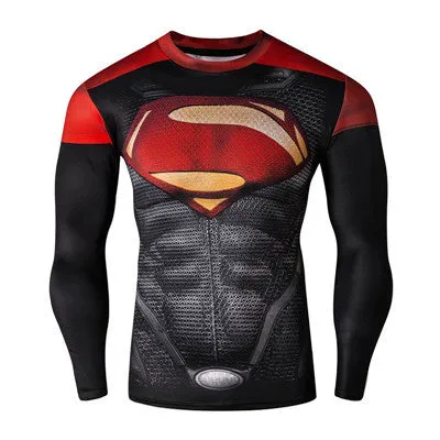 2016New Fashion Fitness Compression Shirt Men Cosplay Male Crossfit Plus Size Bodybuilding Men T shirt 3D Printed Superman Top