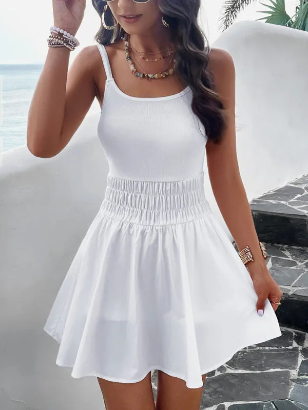 Athletic Smocked Waist Cami Sport Dress for Summer Adventures
