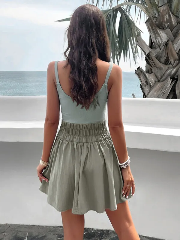 Athletic Smocked Waist Cami Sport Dress for Summer Adventures
