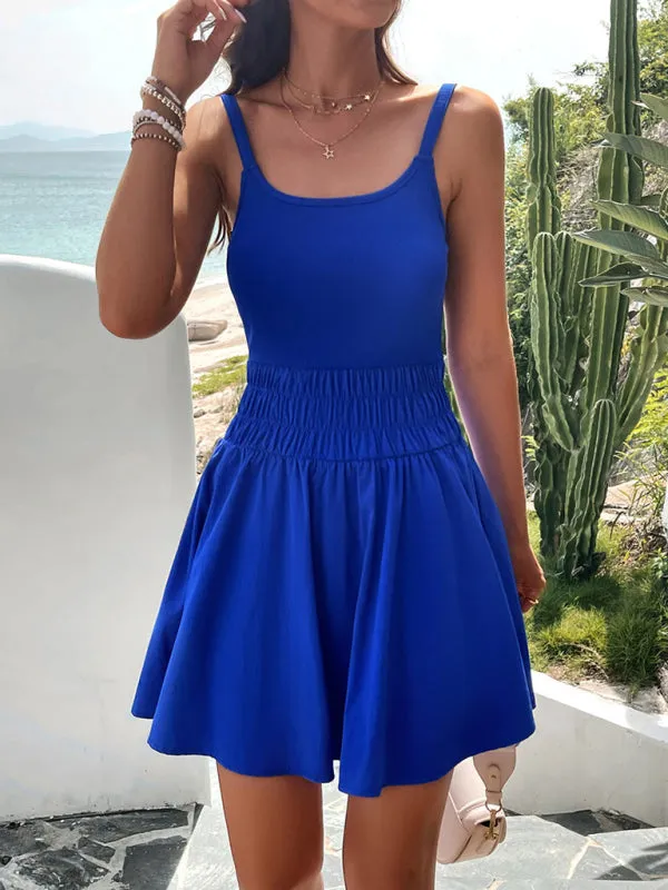 Athletic Smocked Waist Cami Sport Dress for Summer Adventures