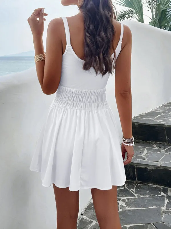 Athletic Smocked Waist Cami Sport Dress for Summer Adventures