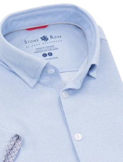 Blue Knit Performance Short Sleeve Shirt