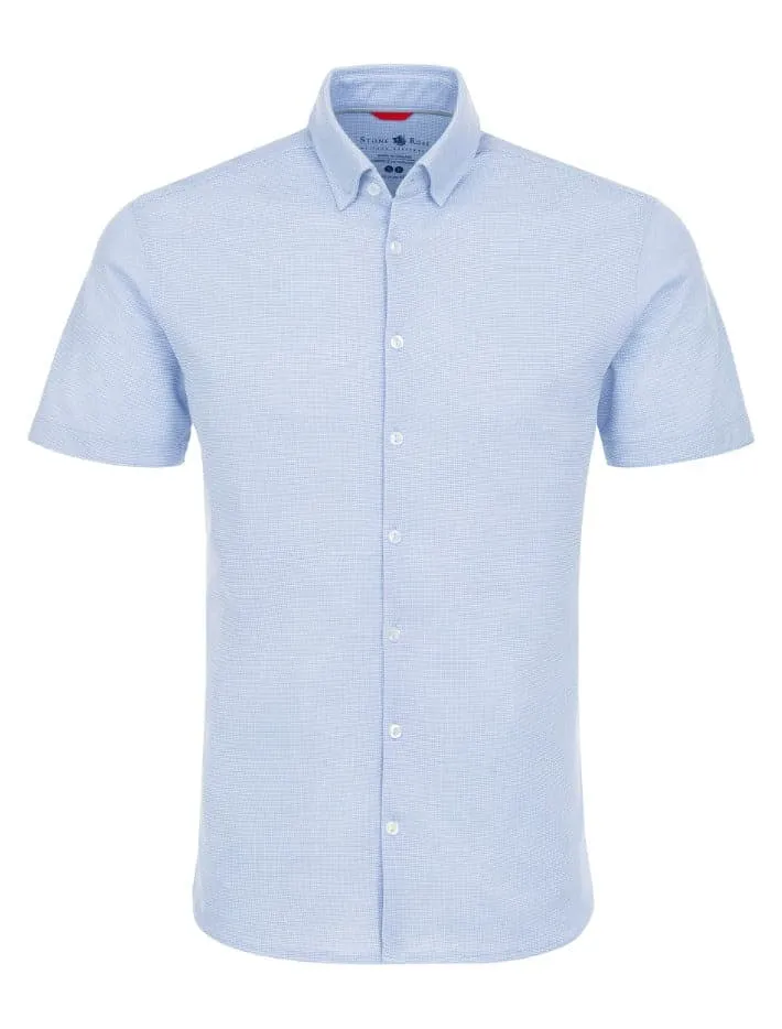 Blue Knit Performance Short Sleeve Shirt