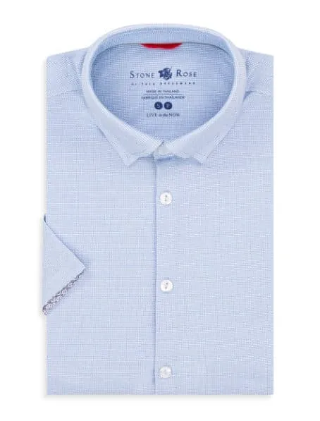 Blue Knit Performance Short Sleeve Shirt