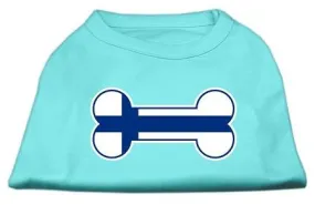Bone Shaped Finland Flag Screen Print Shirts Aqua XXL (18)