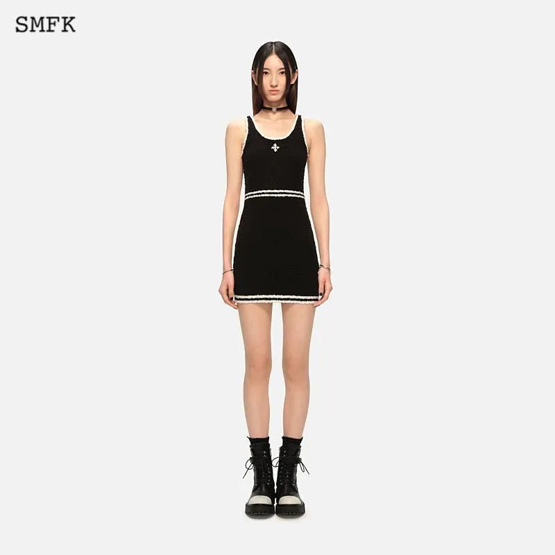 Campus Vintage Knitted Tank Dress Black