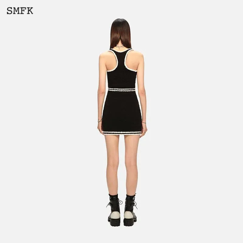 Campus Vintage Knitted Tank Dress Black
