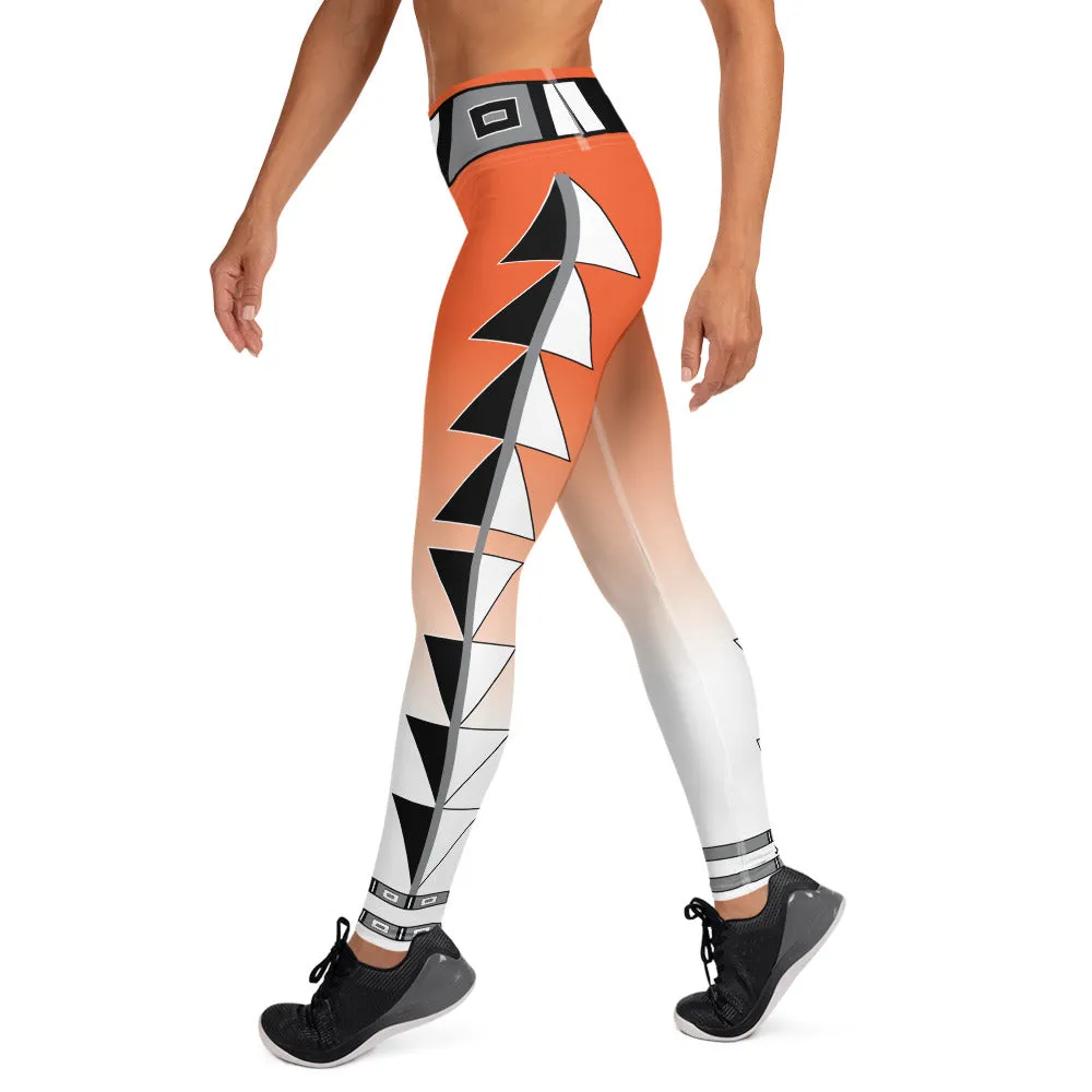 Centered Orange and White Fade Yoga Leggings