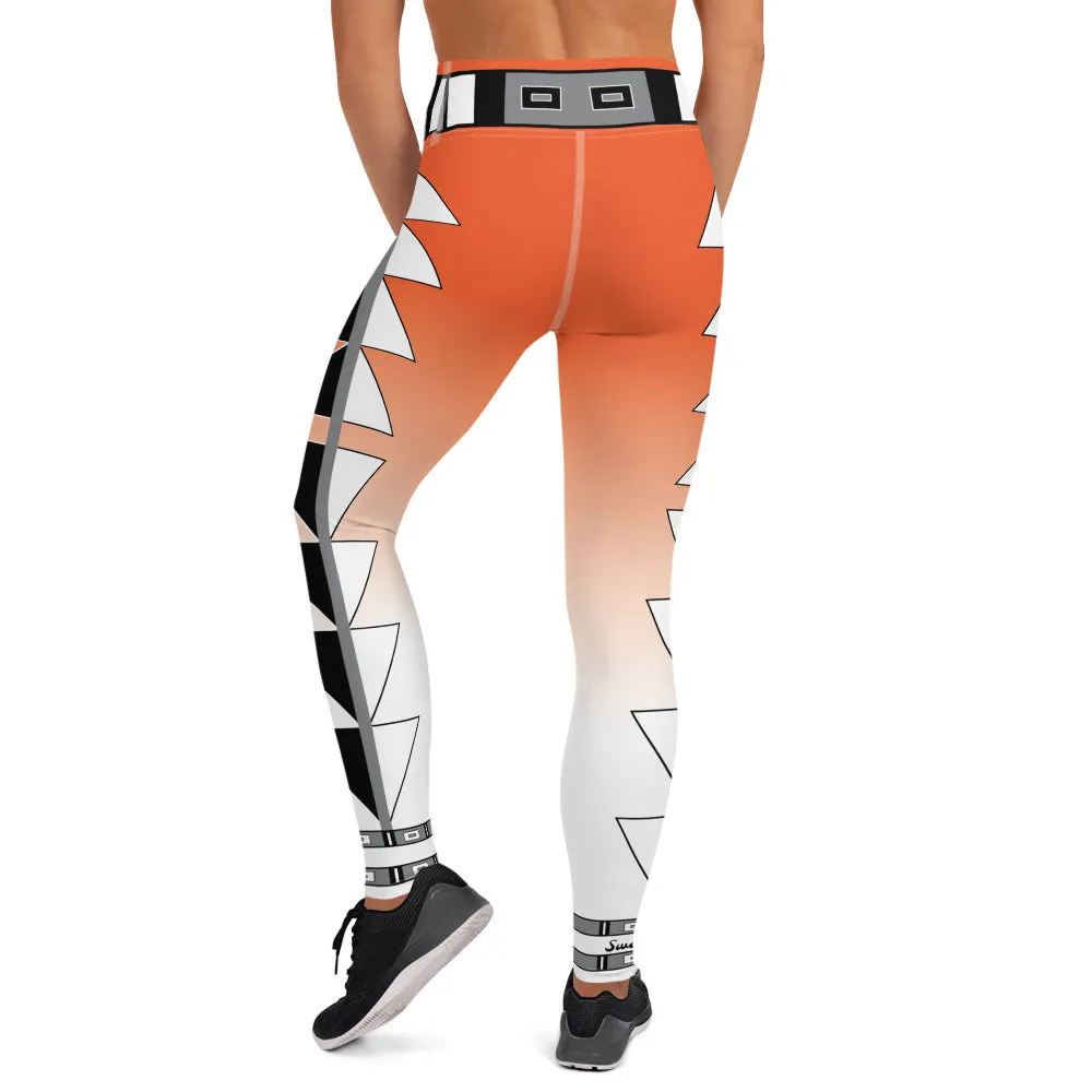 Centered Orange and White Fade Yoga Leggings