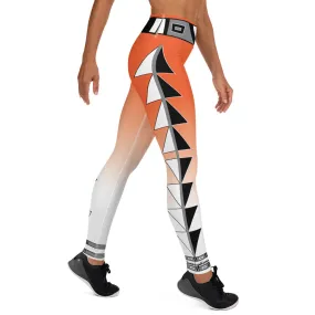 Centered Orange and White Fade Yoga Leggings