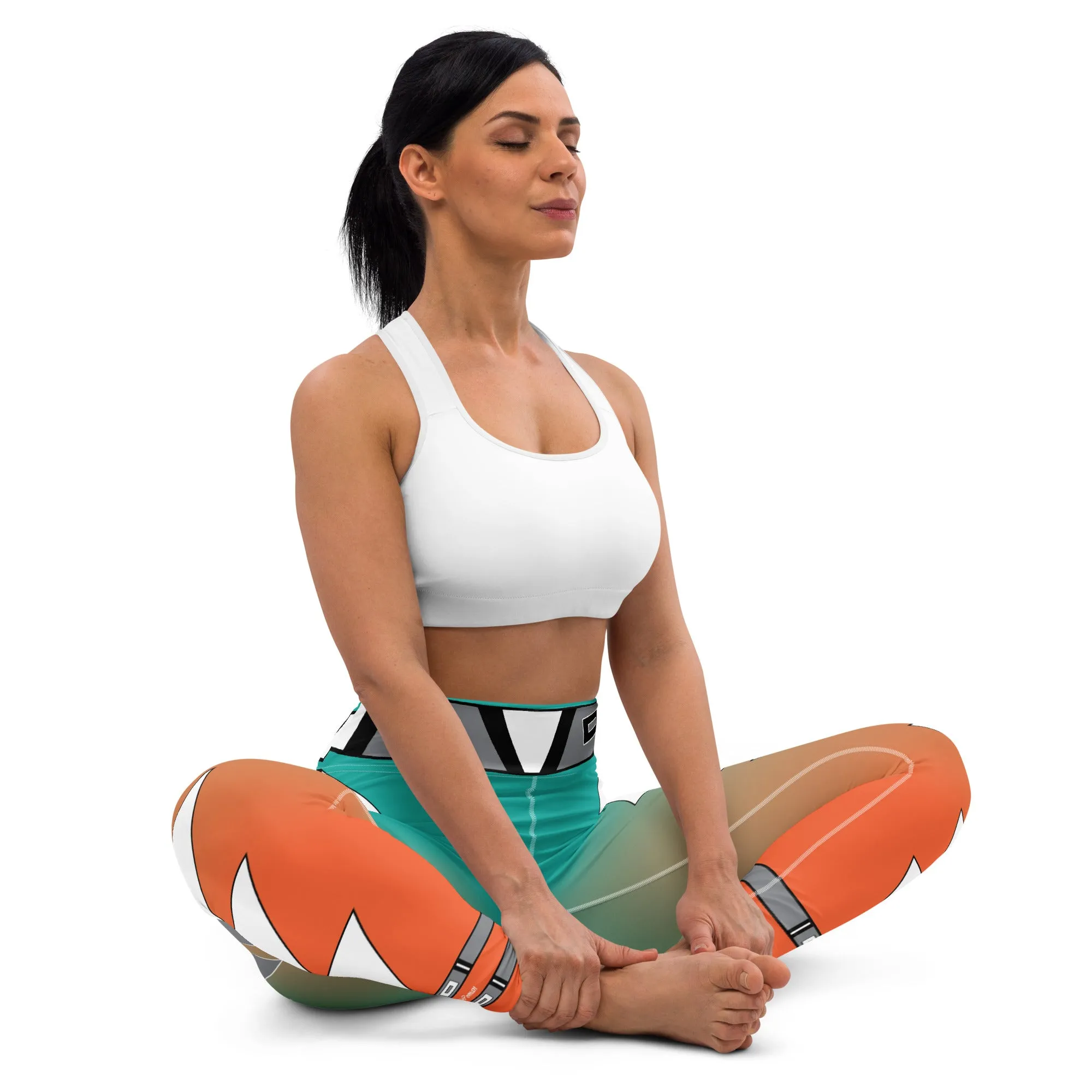 Centered Turquoise and Orange Fade Yoga Leggings