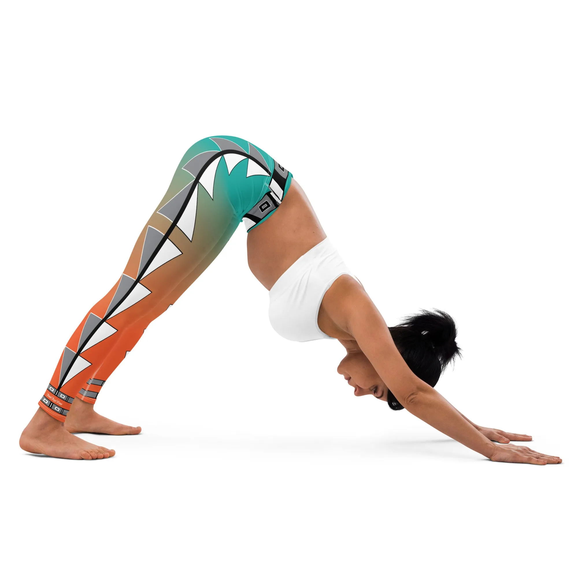 Centered Turquoise and Orange Fade Yoga Leggings