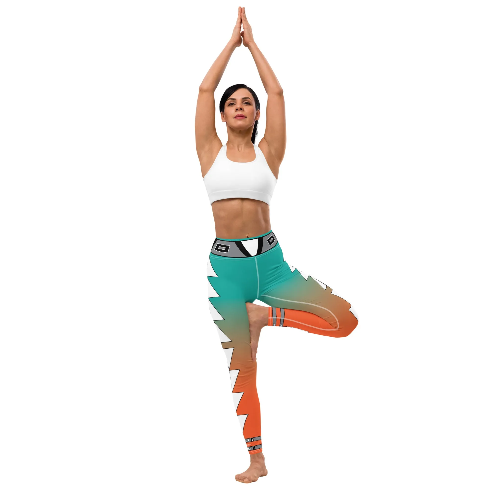 Centered Turquoise and Orange Fade Yoga Leggings
