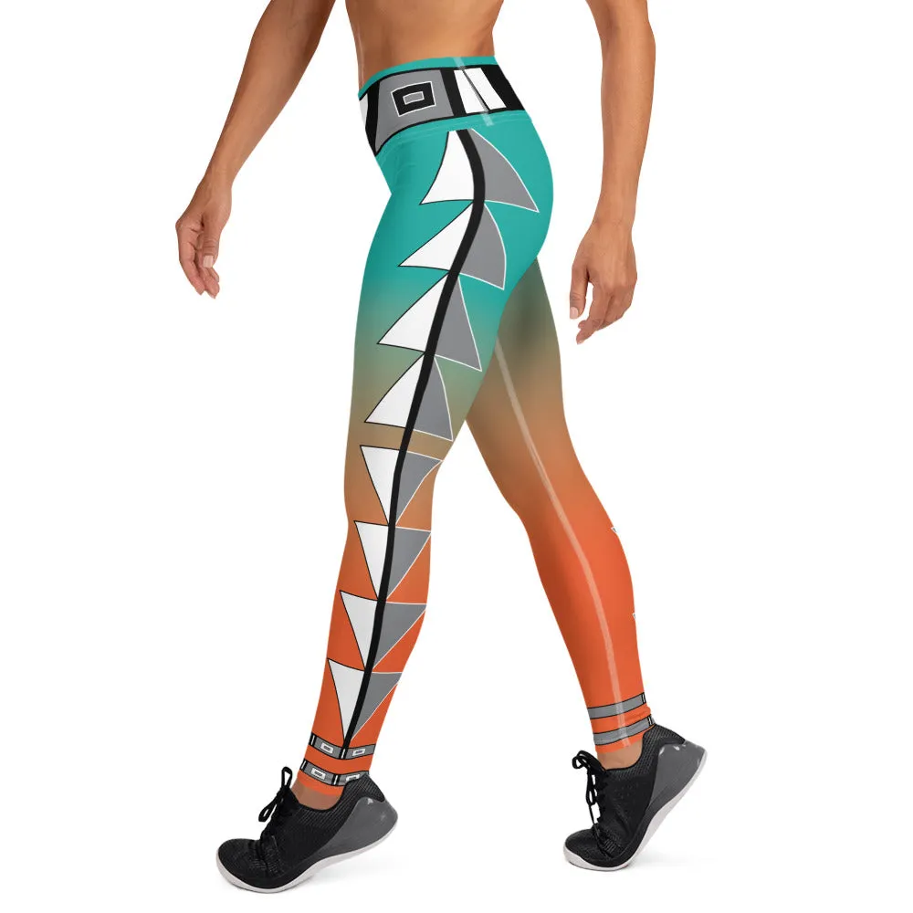 Centered Turquoise and Orange Fade Yoga Leggings