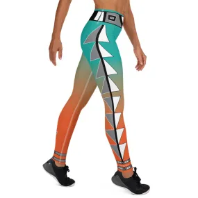 Centered Turquoise and Orange Fade Yoga Leggings