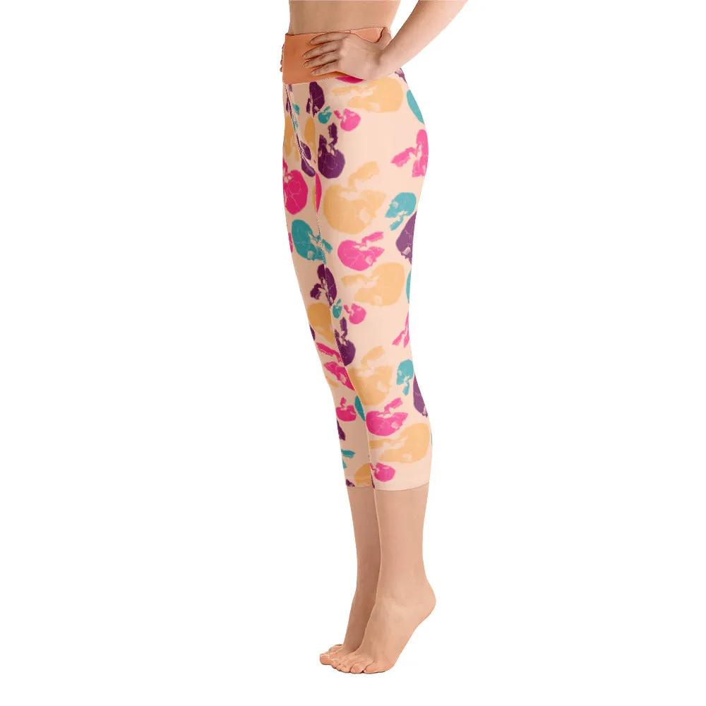 Colored Skulls - Yoga Capri Leggings