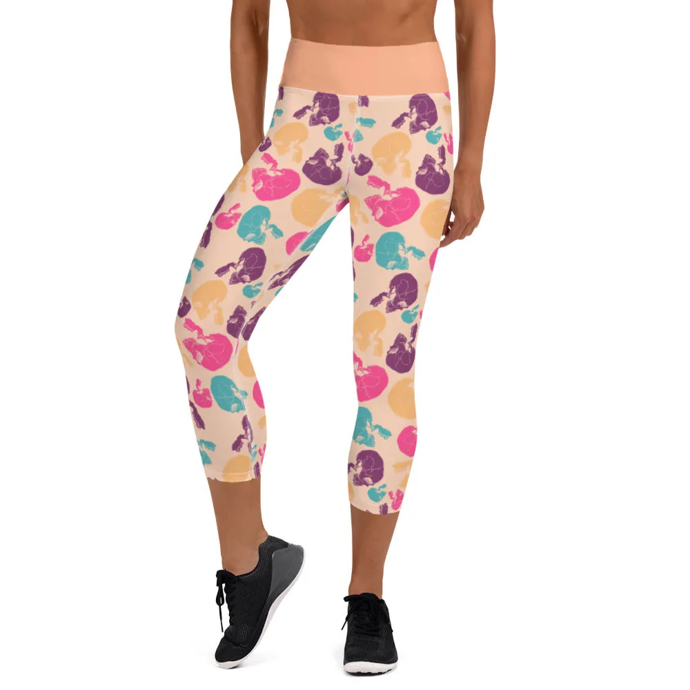 Colored Skulls - Yoga Capri Leggings