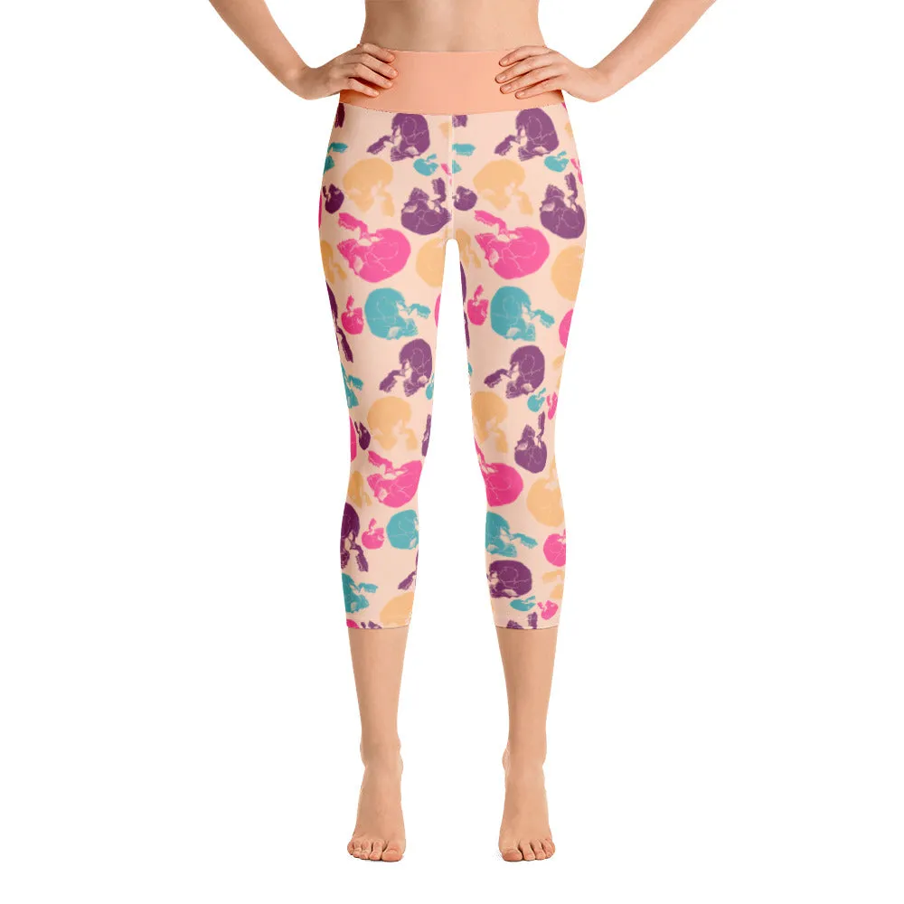 Colored Skulls - Yoga Capri Leggings
