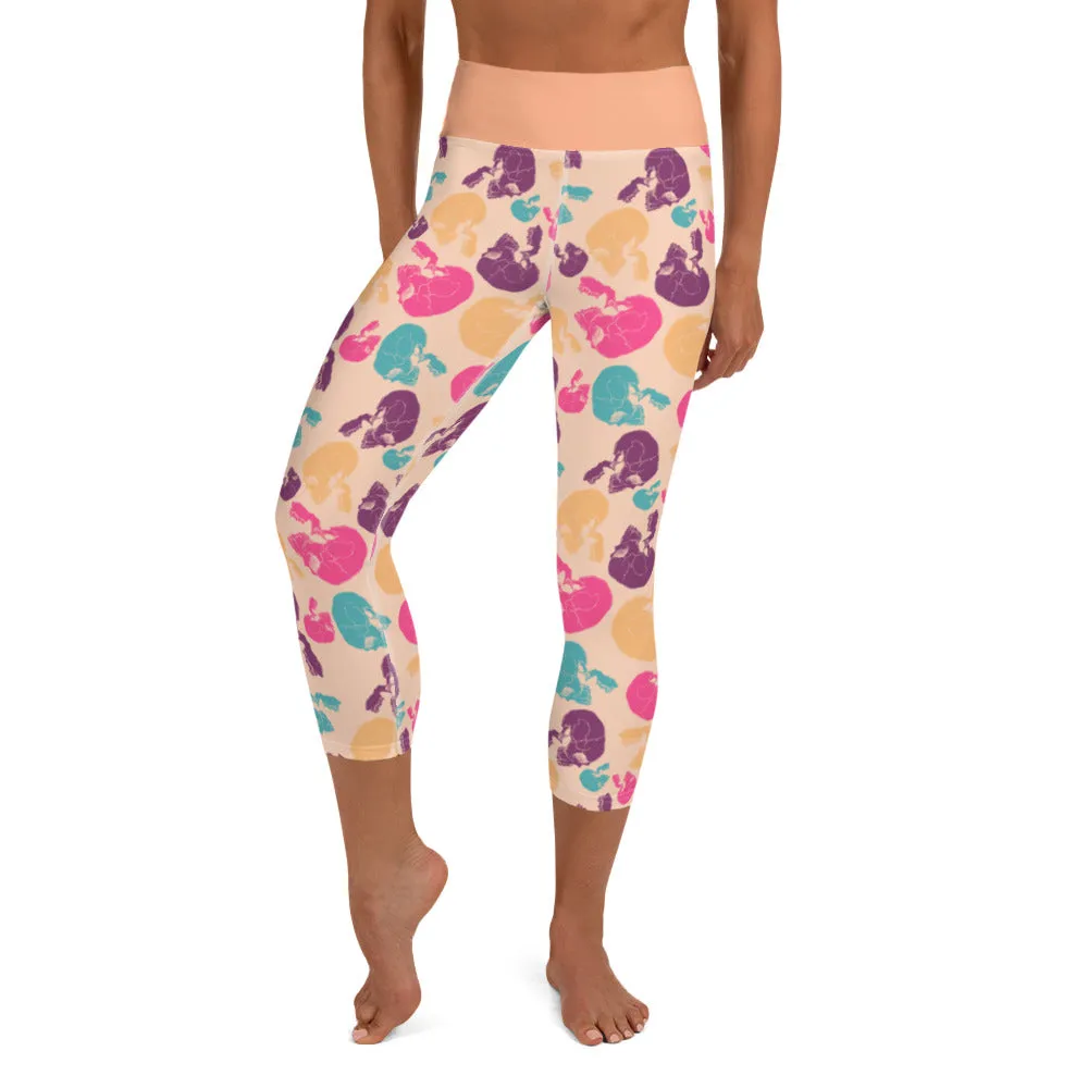Colored Skulls - Yoga Capri Leggings