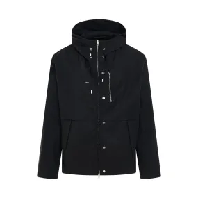 High-Neck Hooded Jacket in Black
