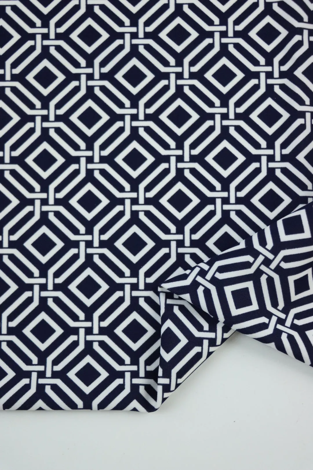 Intertwined on Navy Nylon Spandex Tricot | Designer Deadstock