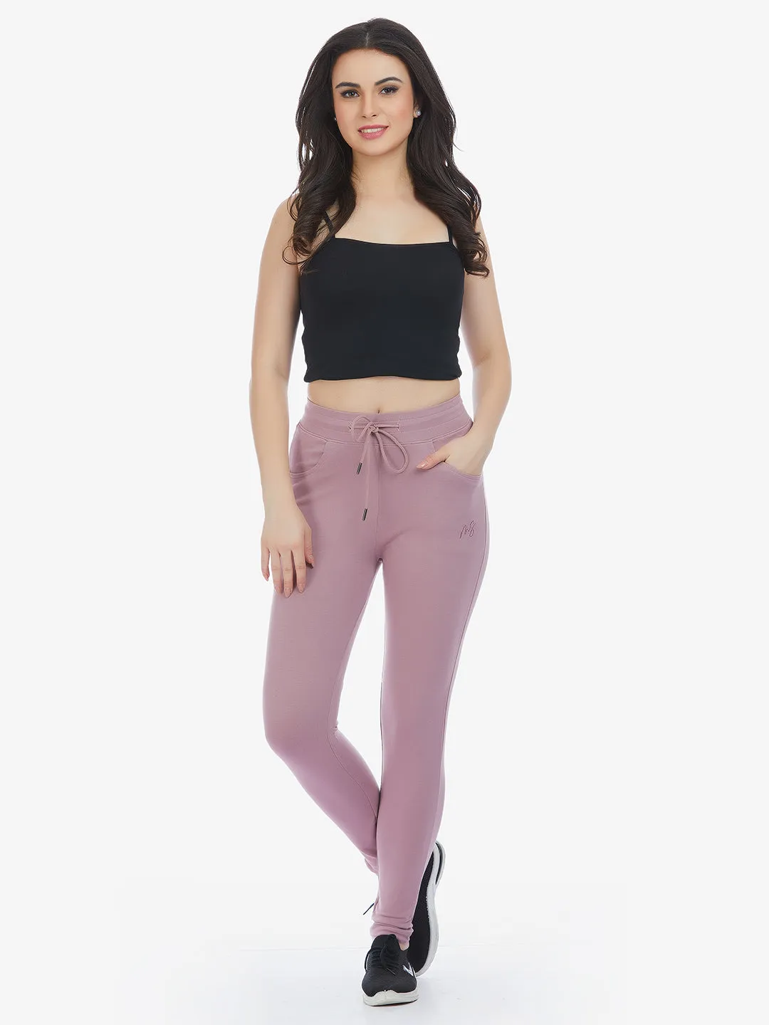 Light Pink Cotton Blend Track Pants