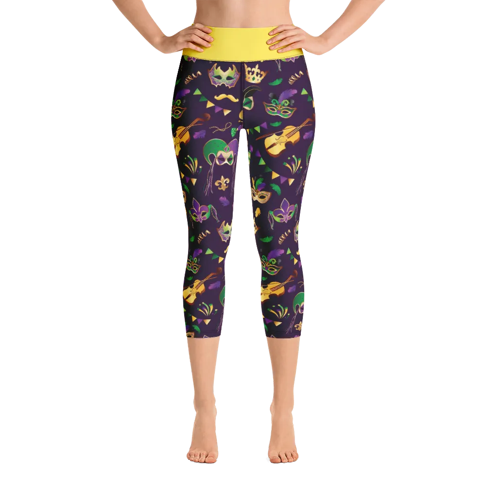 Mardi Gras Yoga Capri Leggings