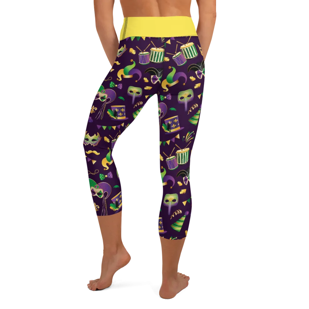 Mardi Gras Yoga Capri Leggings