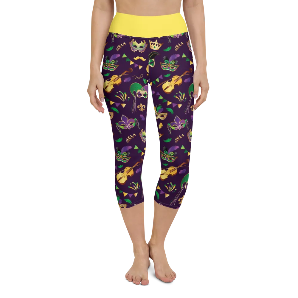 Mardi Gras Yoga Capri Leggings