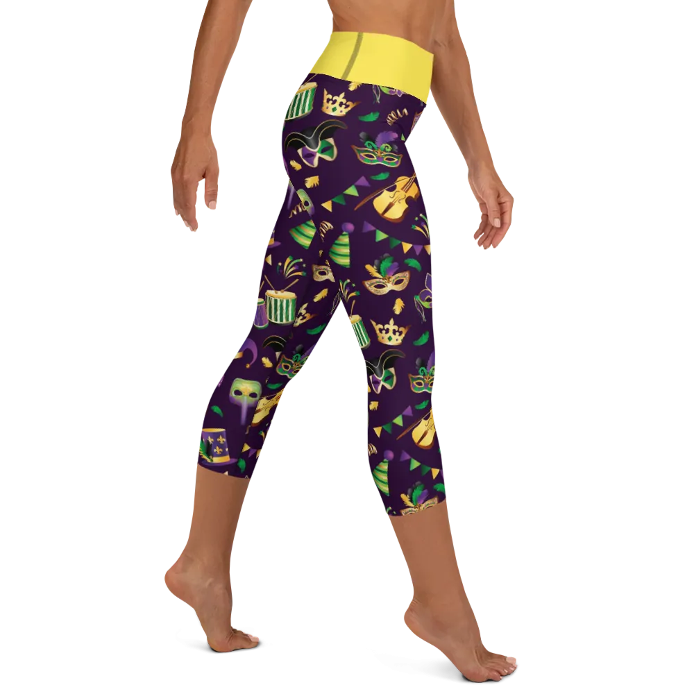 Mardi Gras Yoga Capri Leggings