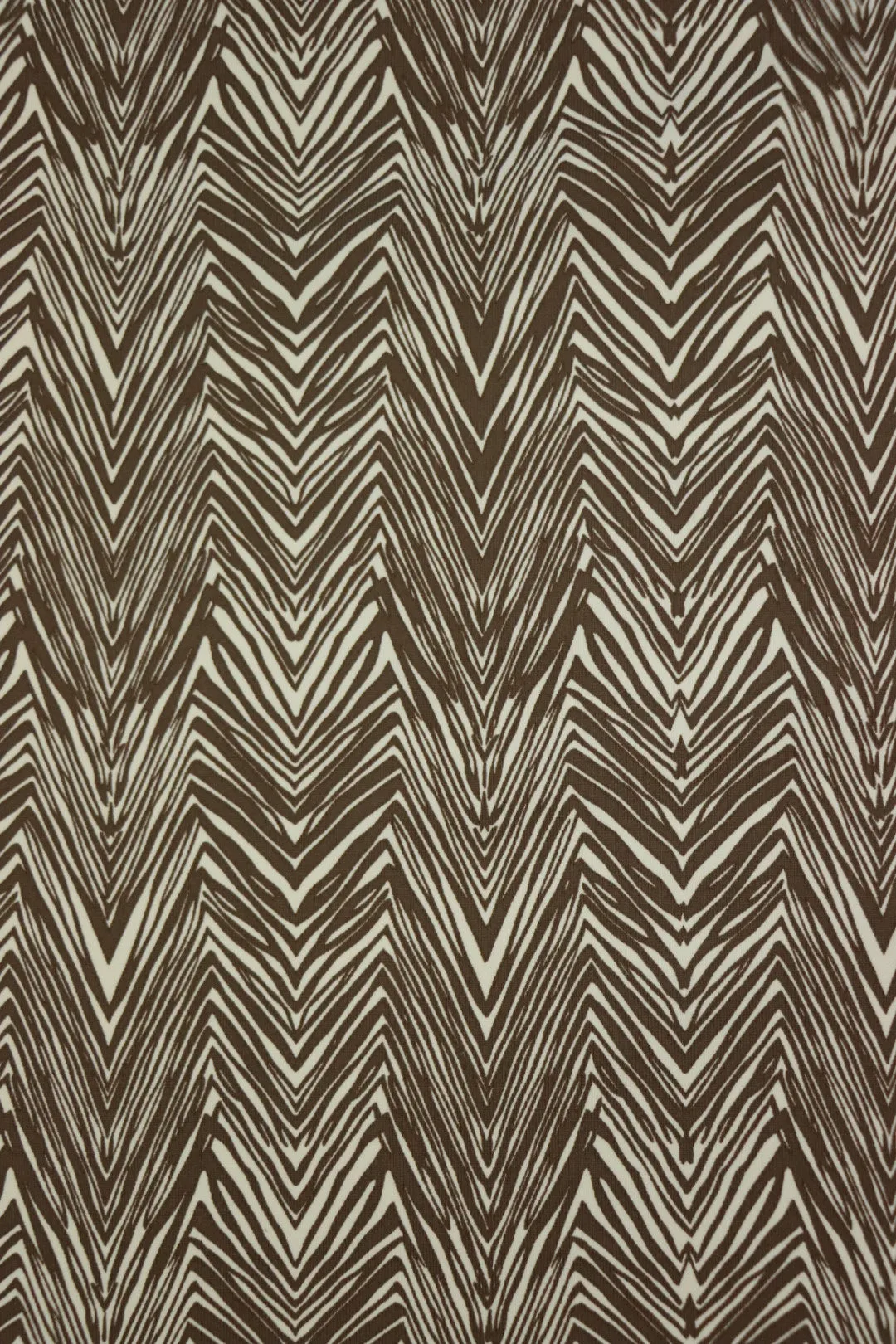 Mocha Brushed Arrows on Ivory Matte Nylon Spandex Tricot | Designer Deadstock