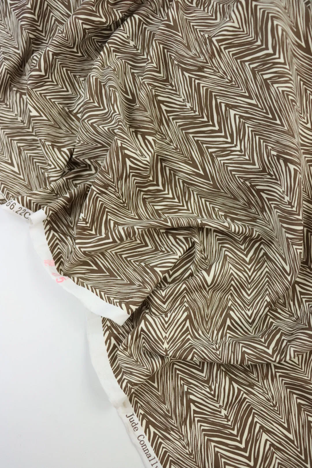 Mocha Brushed Arrows on Ivory Matte Nylon Spandex Tricot | Designer Deadstock