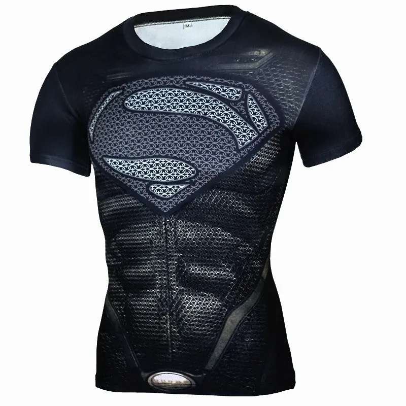 New Fitness Compression Shirt Men Anime Superhero Punisher Skull Captain Americ Superman 3D T Shirt Bodybuilding Crossfit tshirt