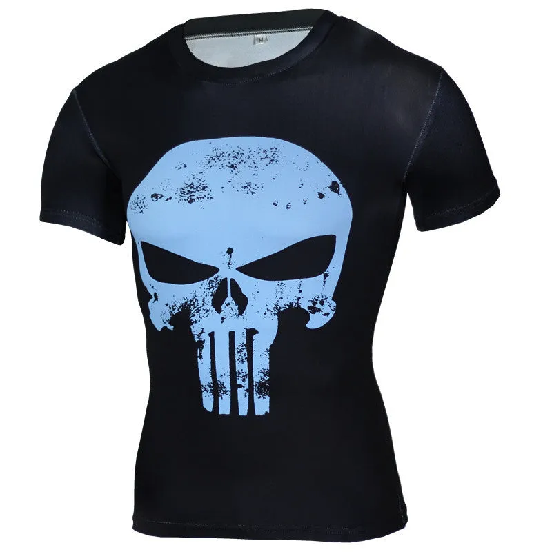 New Fitness Compression Shirt Men Anime Superhero Punisher Skull Captain Americ Superman 3D T Shirt Bodybuilding Crossfit tshirt