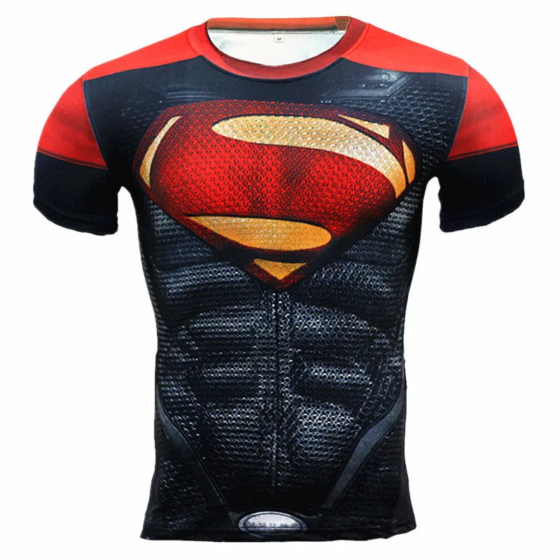New Fitness Compression Shirt Men Anime Superhero Punisher Skull Captain Americ Superman 3D T Shirt Bodybuilding Crossfit tshirt