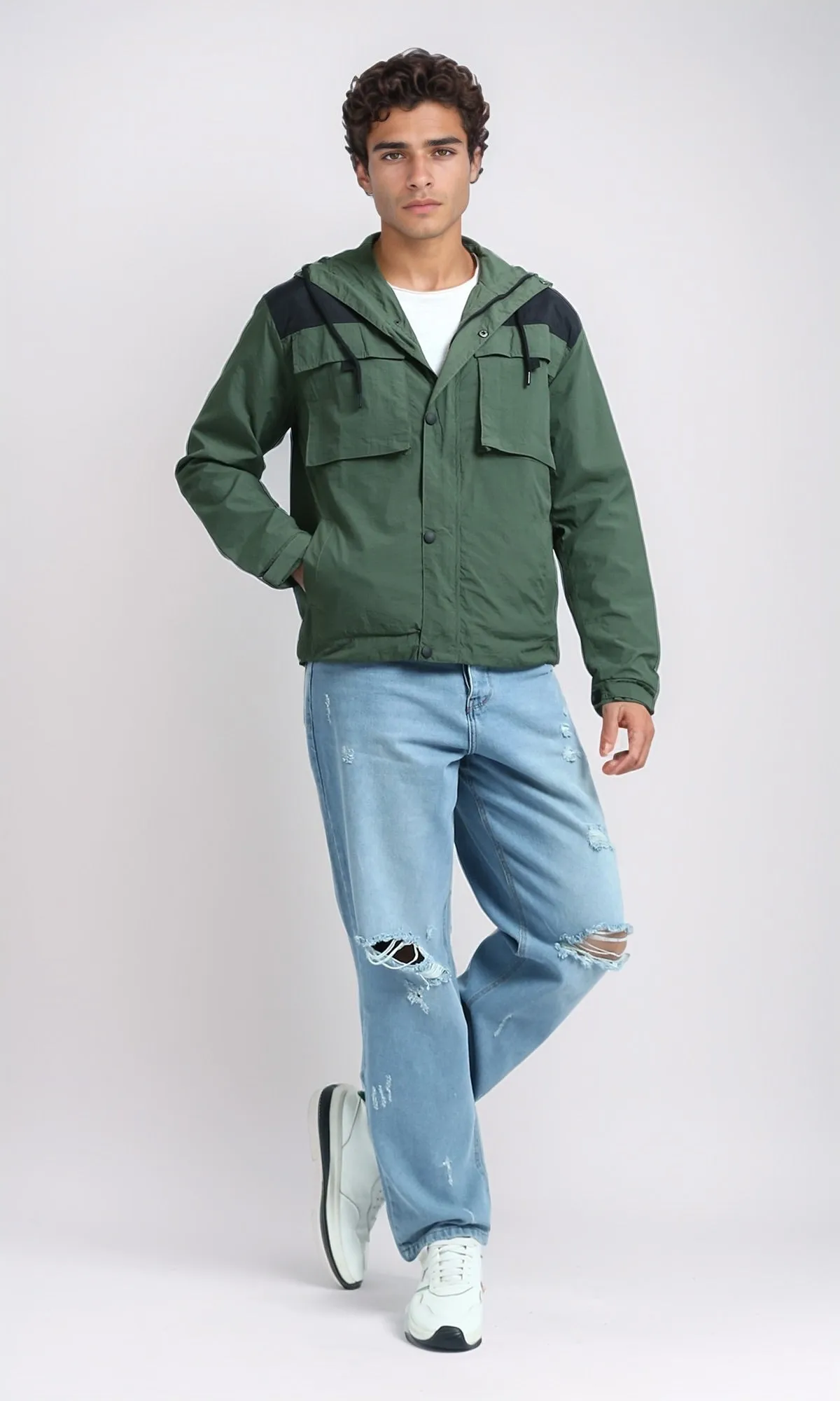 O197497 - Regular Fit Hooded Puffer Jacket - Dark Green