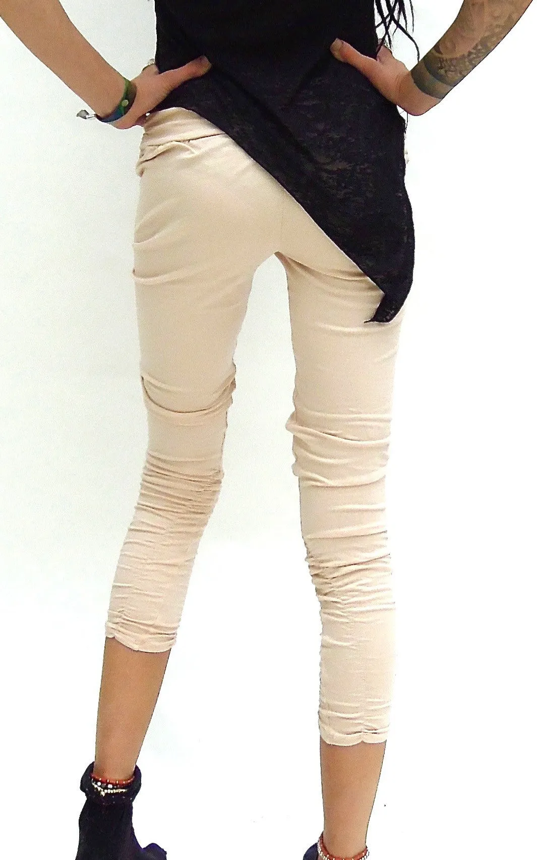 Plain Pleated lycra Leggings