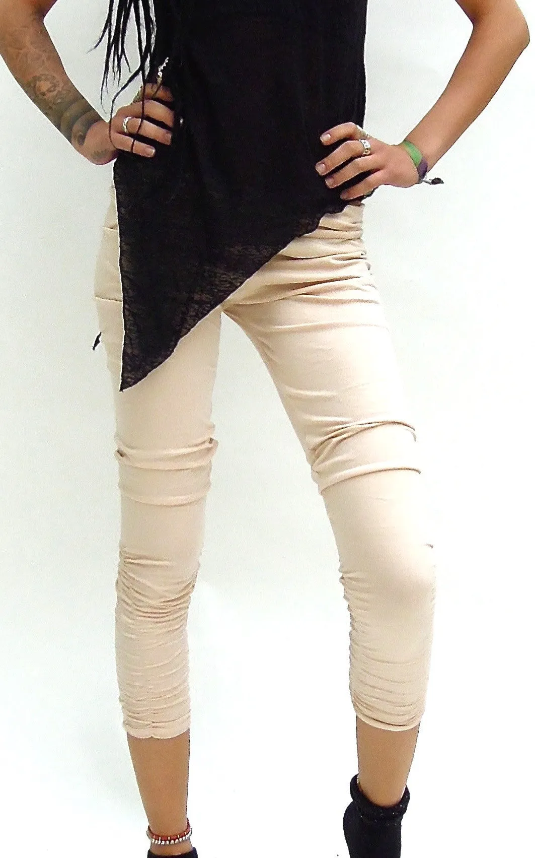 Plain Pleated lycra Leggings