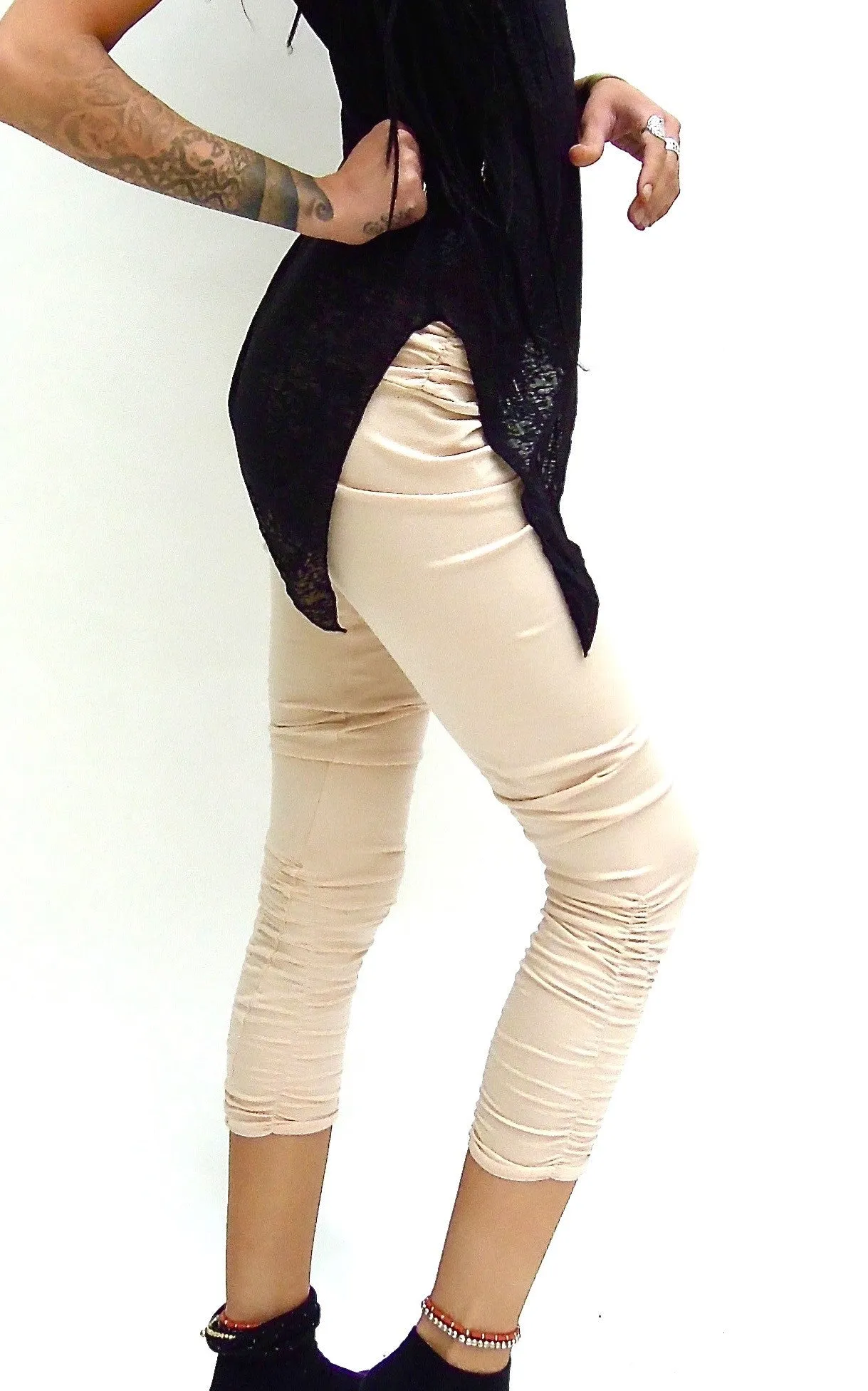 Plain Pleated lycra Leggings