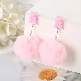 Pom Pom Bear Kawaii Earrings
