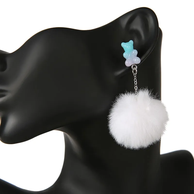 Pom Pom Bear Kawaii Earrings