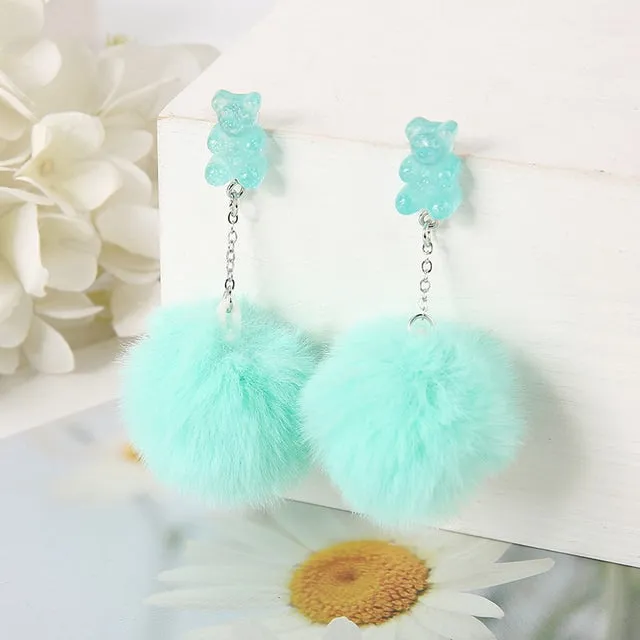 Pom Pom Bear Kawaii Earrings