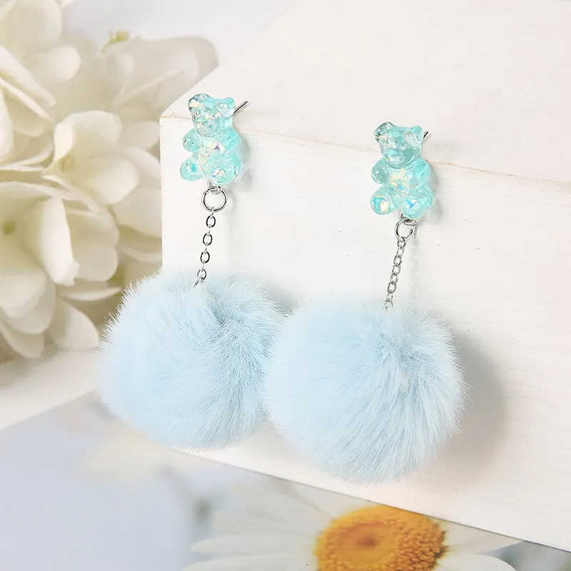 Pom Pom Bear Kawaii Earrings
