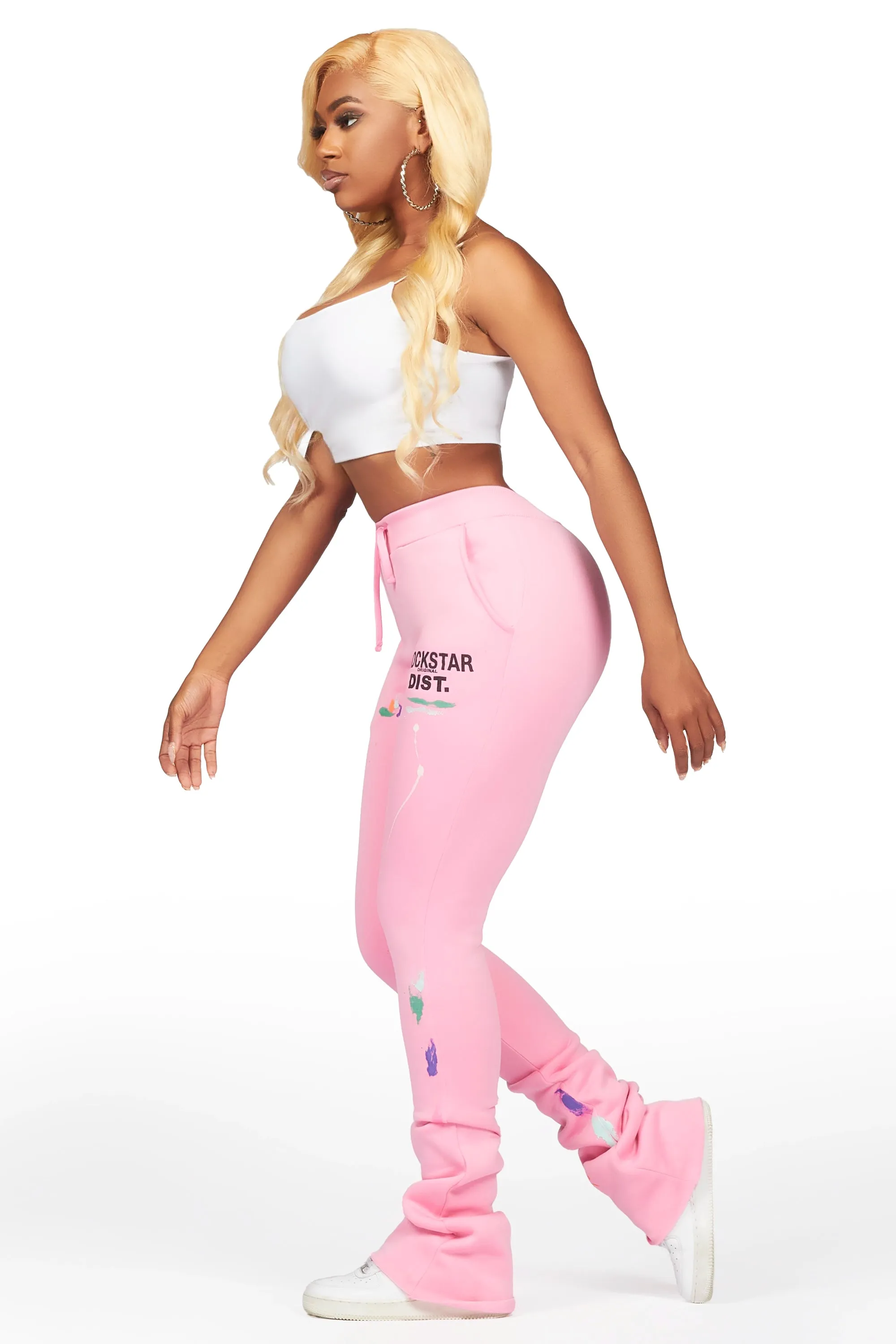 Shanae Pink Super Stacked Track Pant