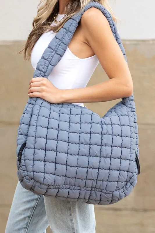 Stylish Quilted Puffer Nylon Tote Bag