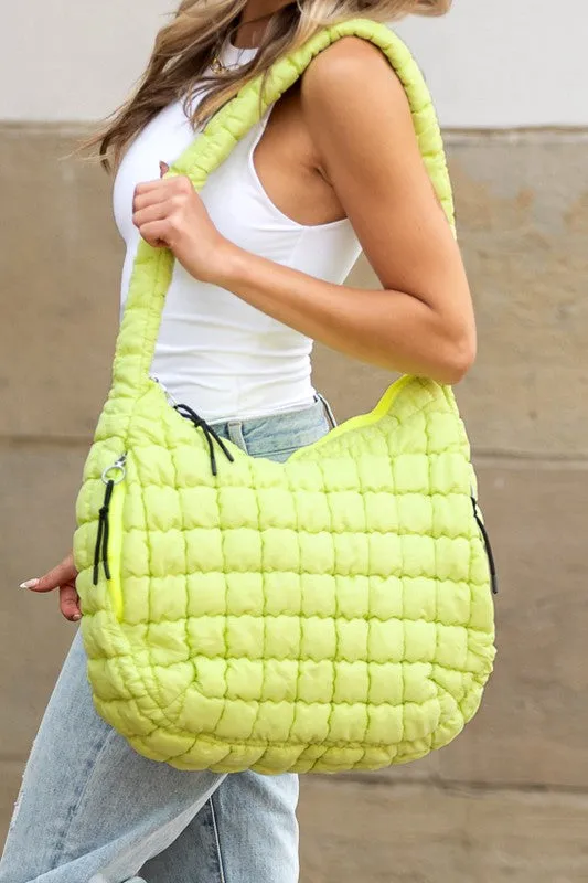 Stylish Quilted Puffer Nylon Tote Bag