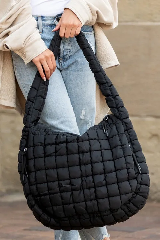 Stylish Quilted Puffer Nylon Tote Bag