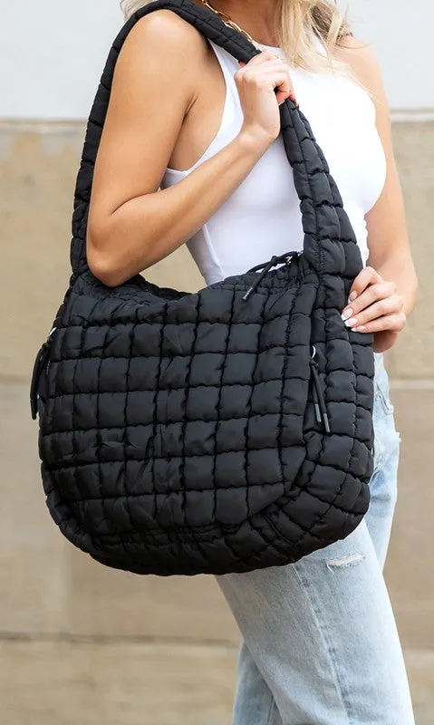 Stylish Quilted Puffer Nylon Tote Bag