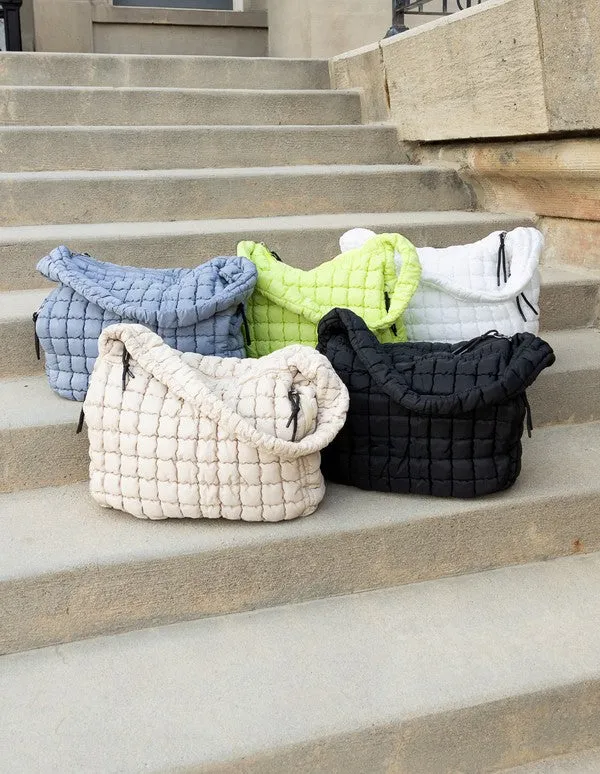 Stylish Quilted Puffer Nylon Tote Bag