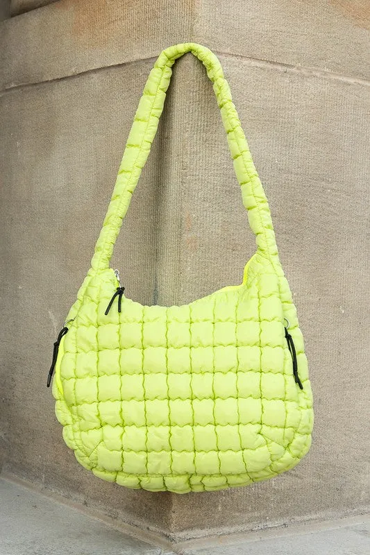 Stylish Quilted Puffer Nylon Tote Bag